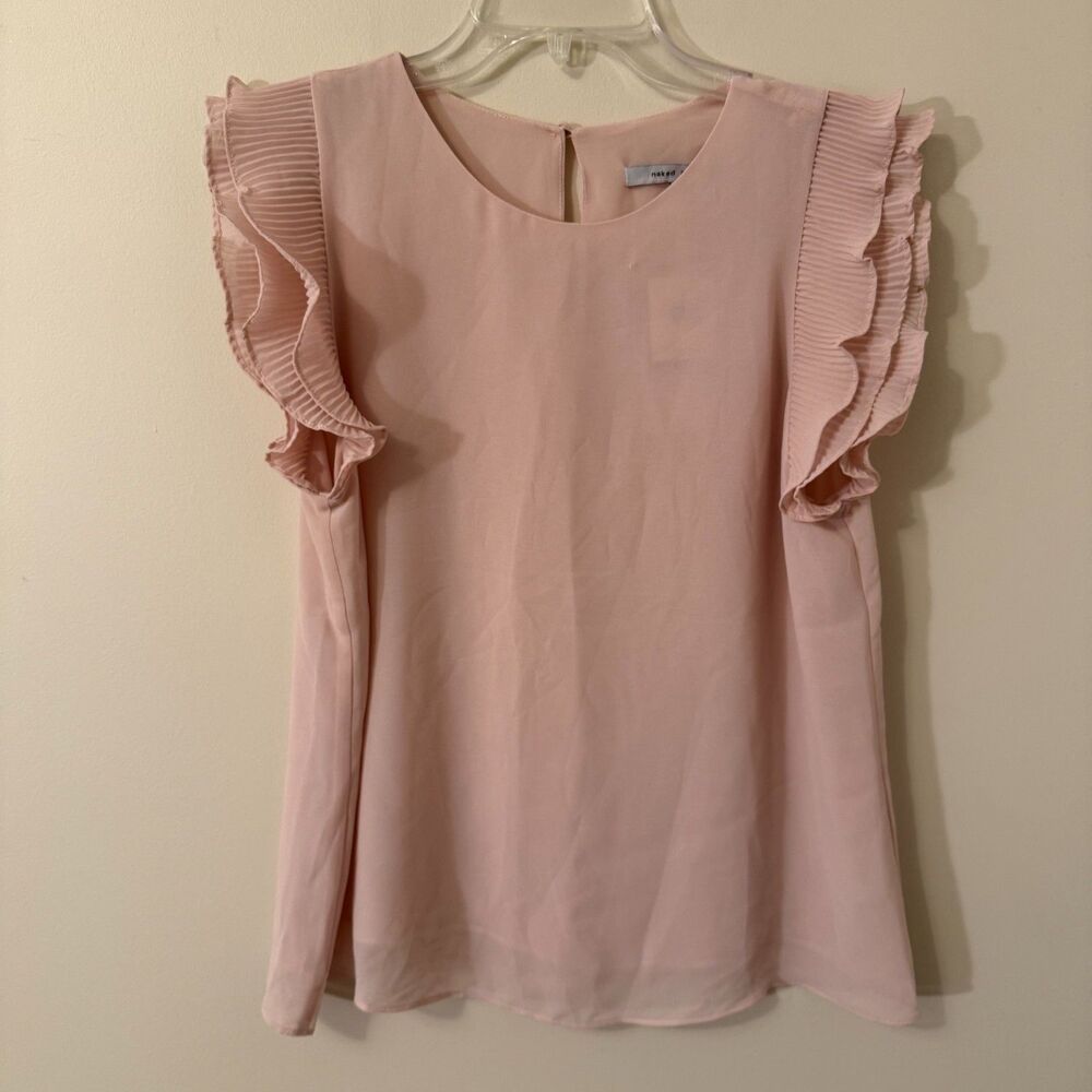 Naked Zebra Blush Pink Chiffon Blouse Large